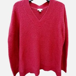 J. jill red pullover v neck sweater sz M